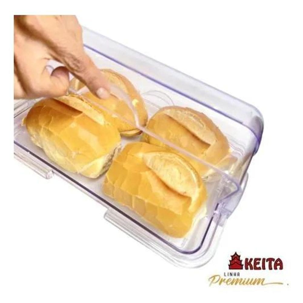 2X Porta Pão Cristal Com Tampa Articulável Para Mesa 30X20Cm