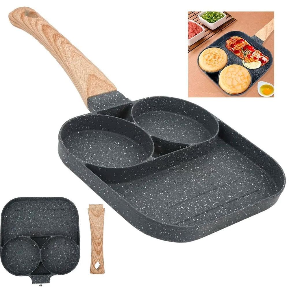 Panela Antiaderente Frigideira 3Em1 Para Hambúrguer De Ovos