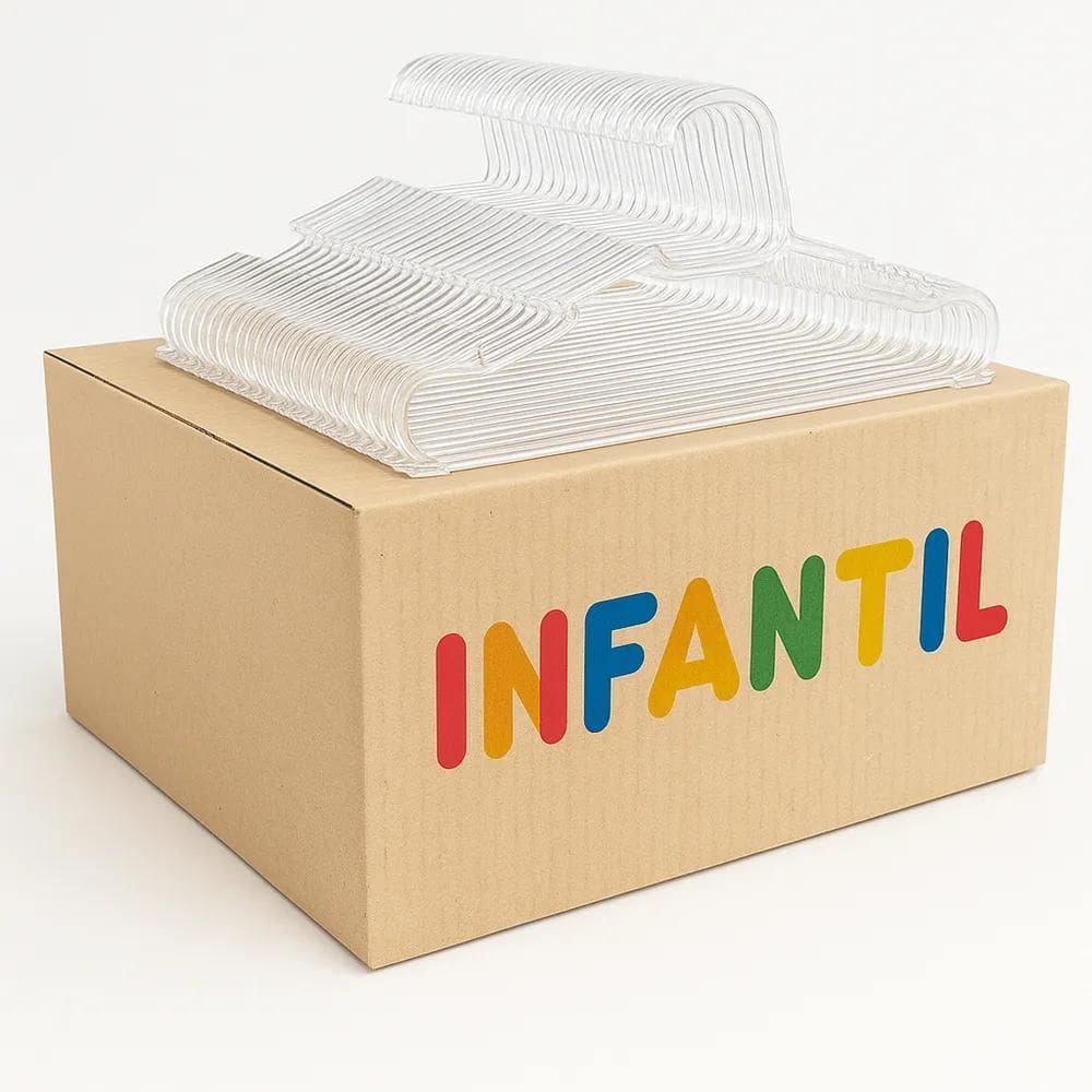 10X Cabide Infantil Acrilico Kit 50 Transparente Slim Gm Go