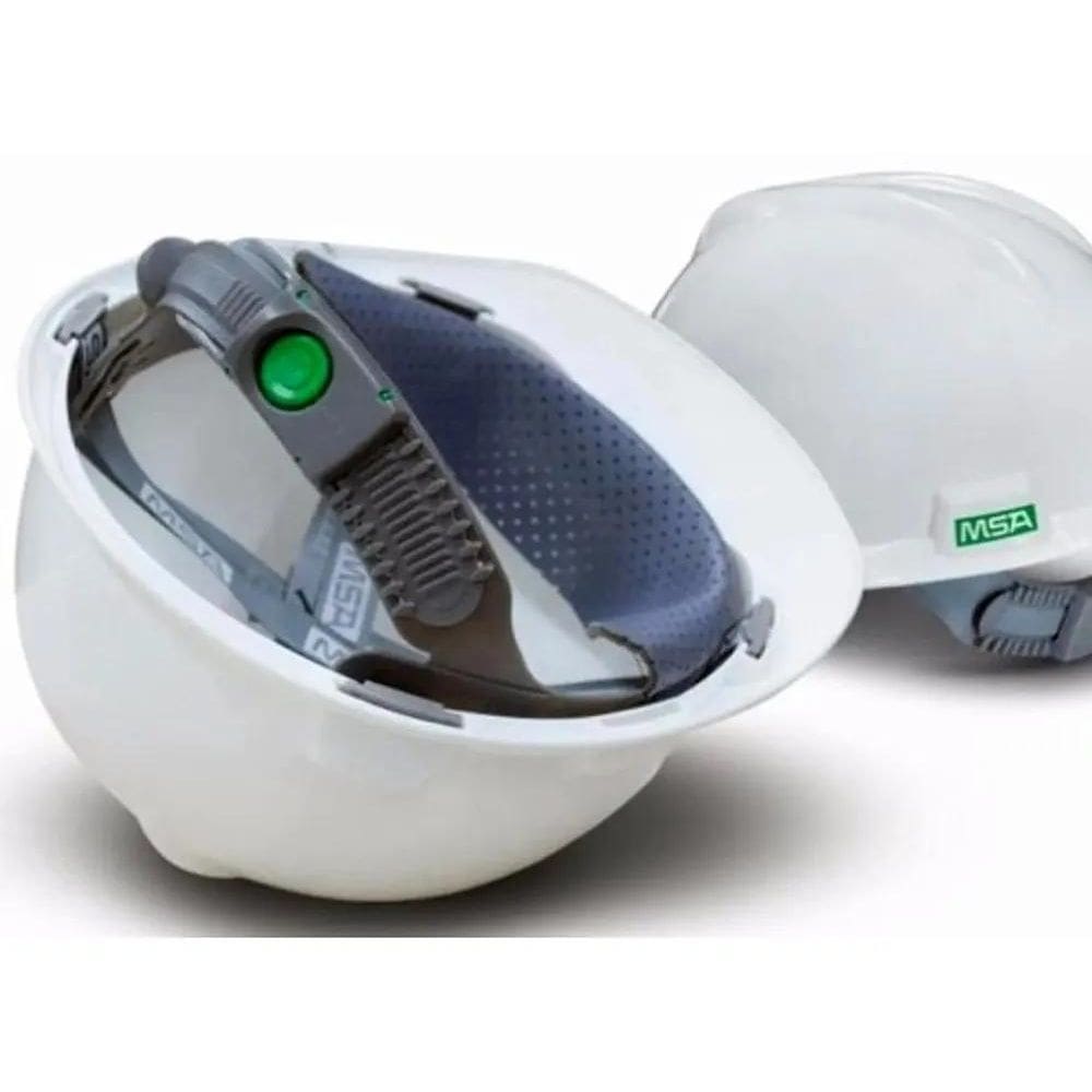 Capacete Msa V-Gard, Suspensão Push-Key Com Jugular C Branco