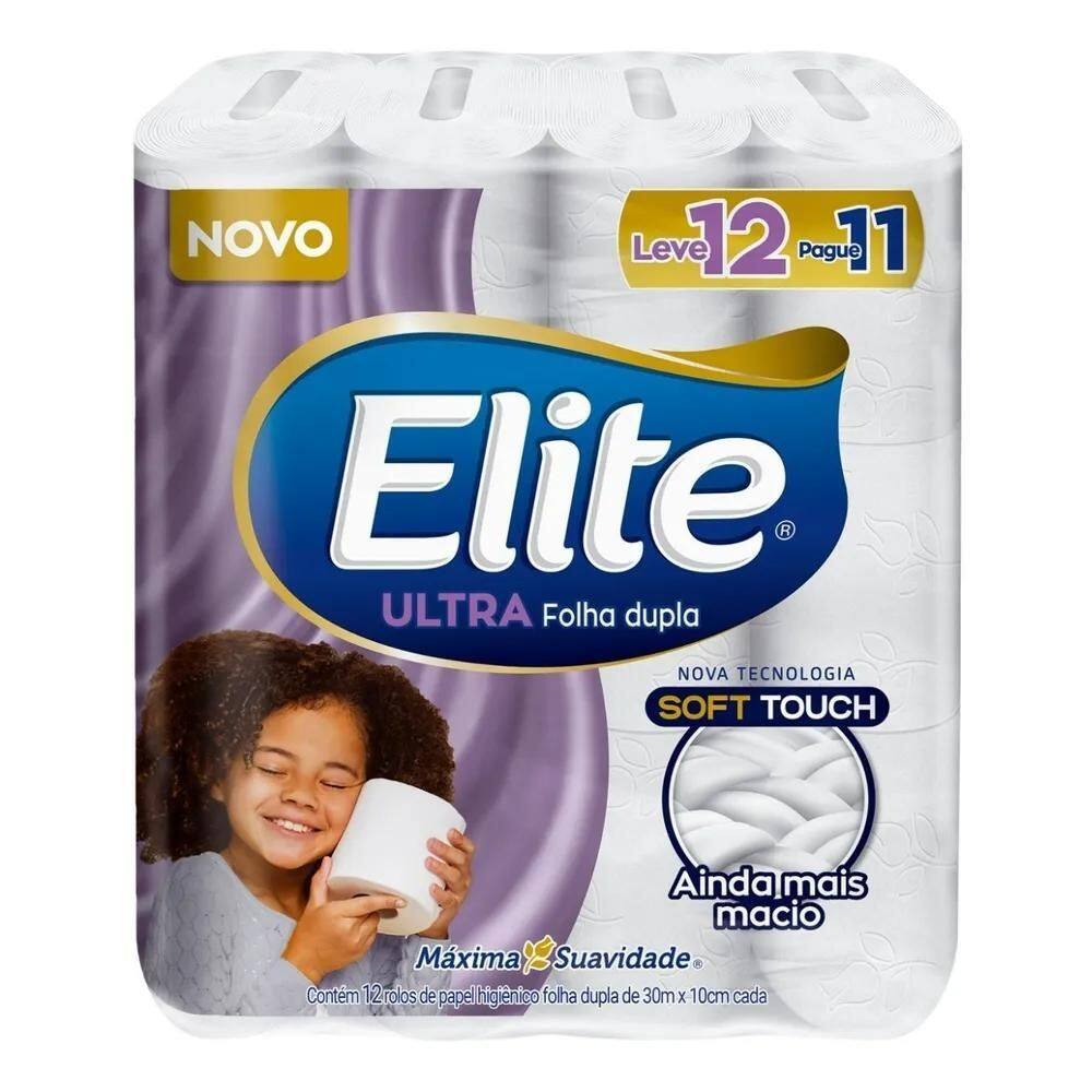 5X Papel Higiênico Elite Folha Dupla Ultra L12 P11 Rolos D