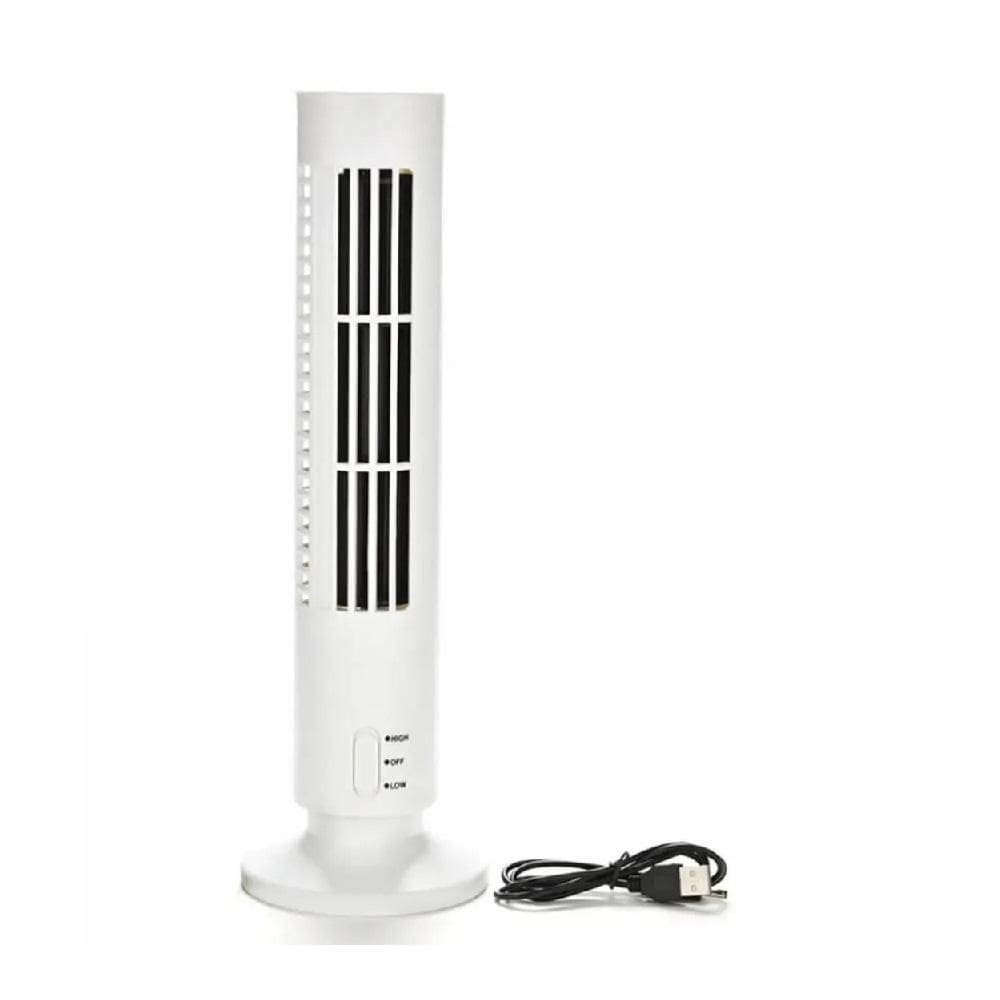 Ventilador Torre Vertical Portatil Usb Mini Bivolt Compacto 2 Velocidades Mesa Escritorio Branco