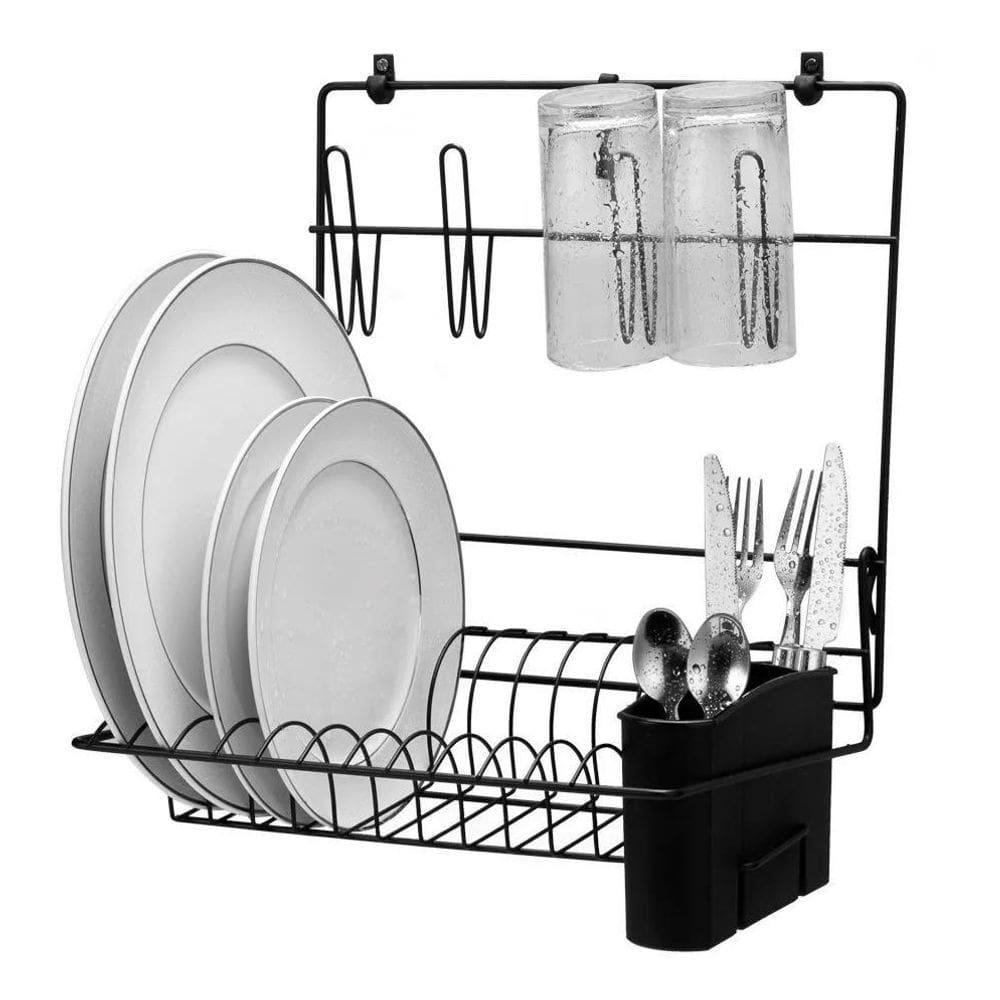 3X Escorredor Pratos E Copos Parede Dobrável Cook Home Preto