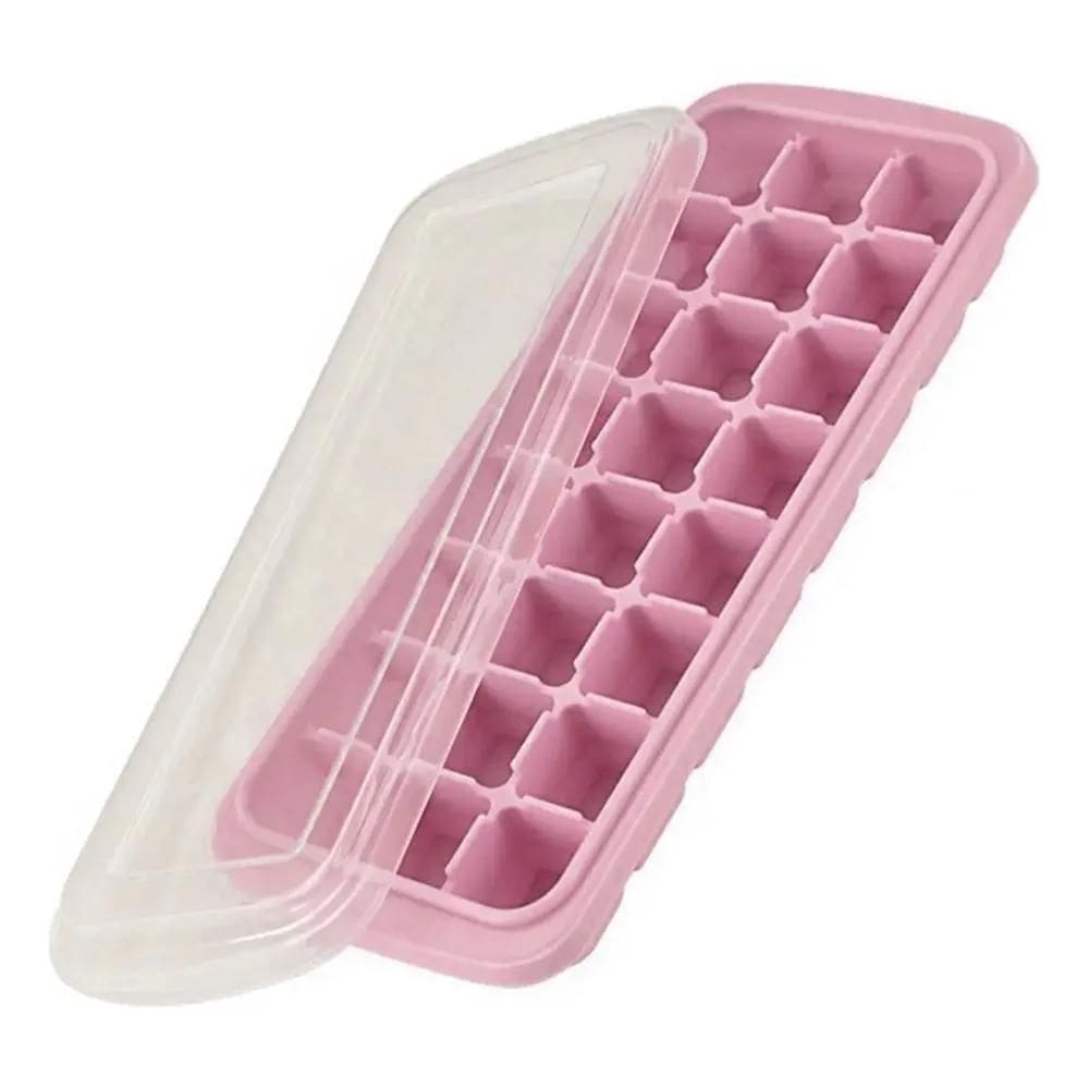 3X Forma De Gelo Silicone Com Tampa 24 Cubos Flexível Marca