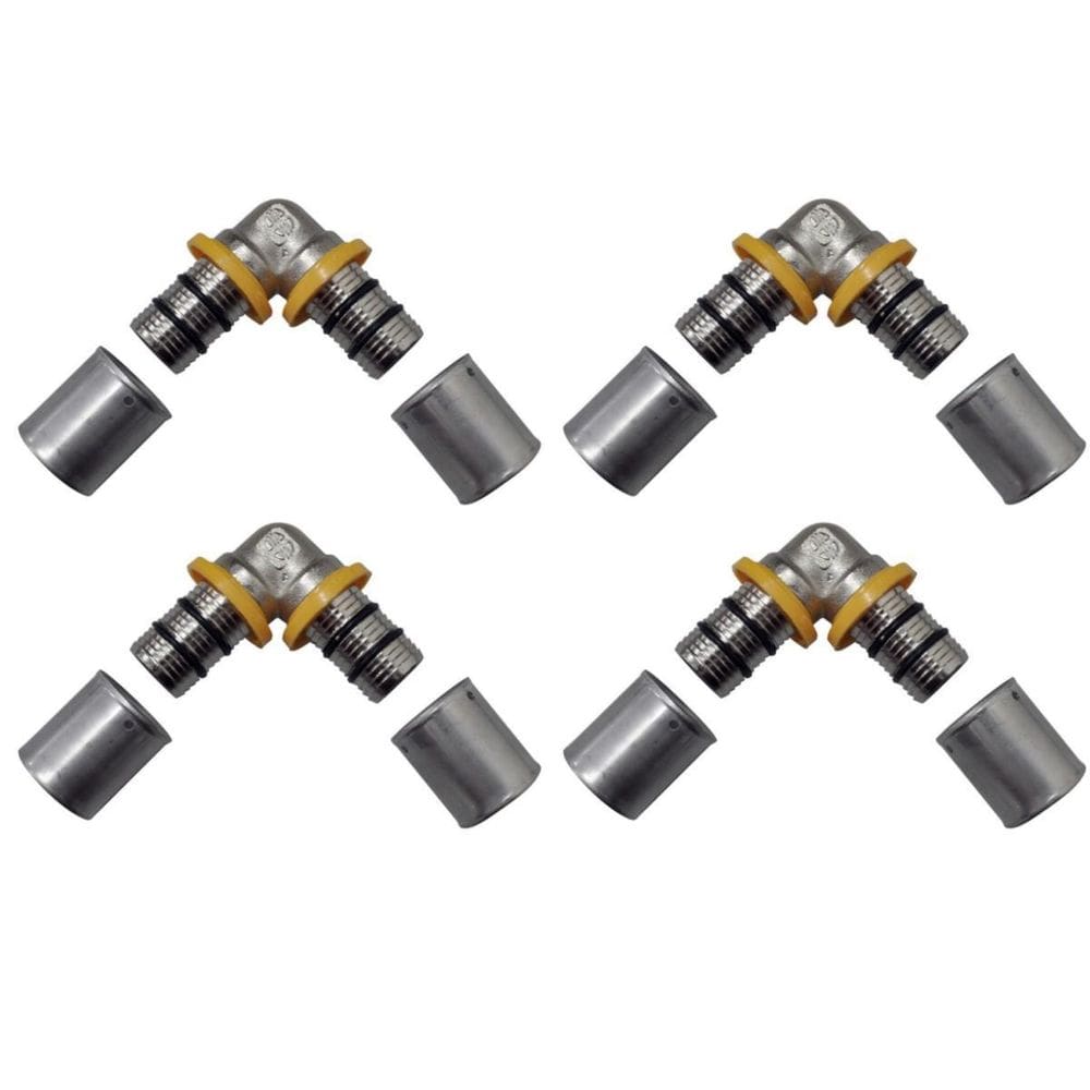 Kit 4 Joelho Cotovelo Para Gás 16Mm Prensar Pex Multicamadas