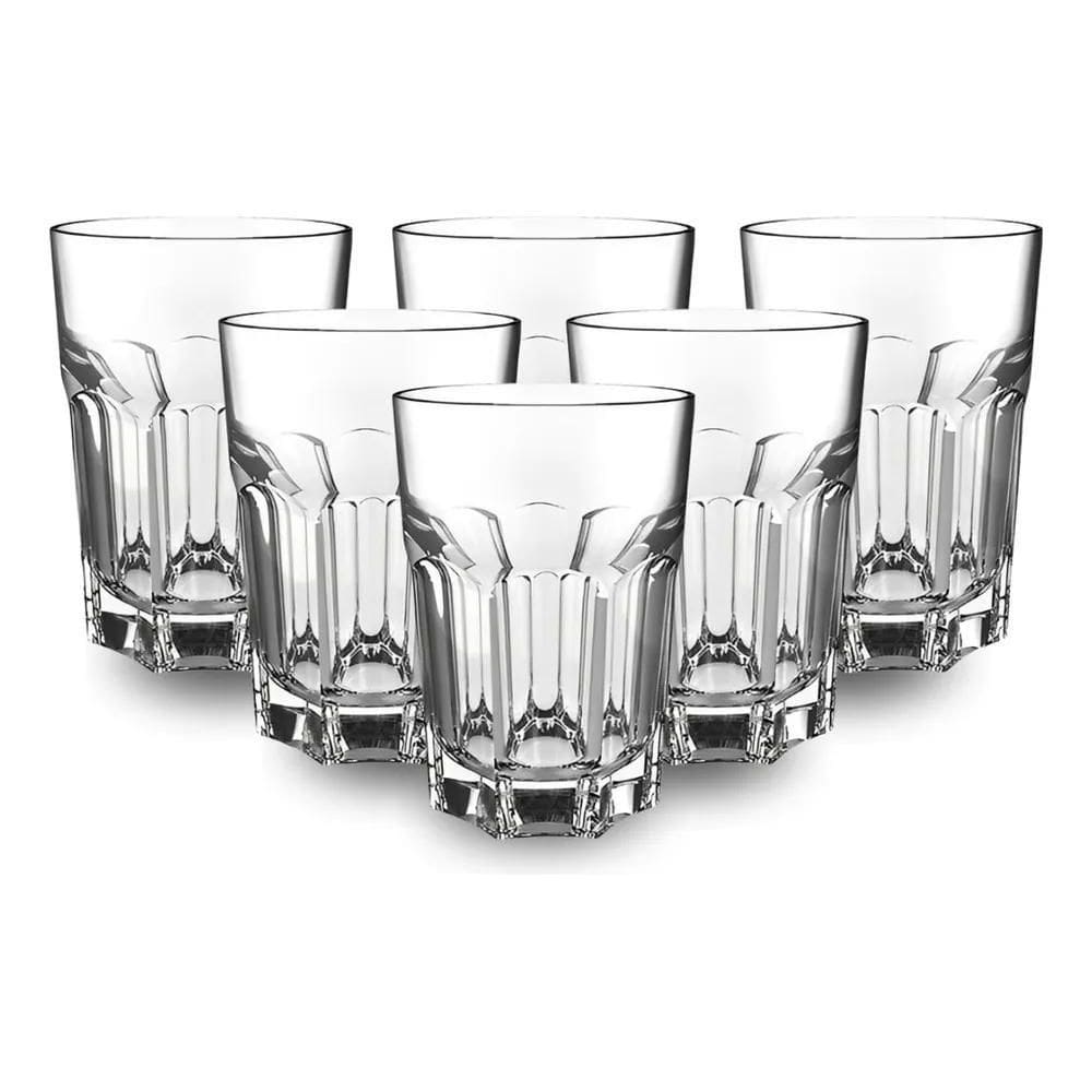 3X Jogo De Copos Vidro Kit 6 Peças 360Ml Cozinha Água Suco