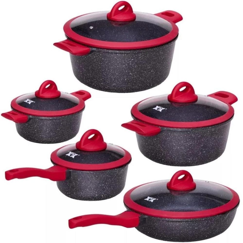 Kit Panelas Modernas E Elegantes Cor Preta Vermelho Presente