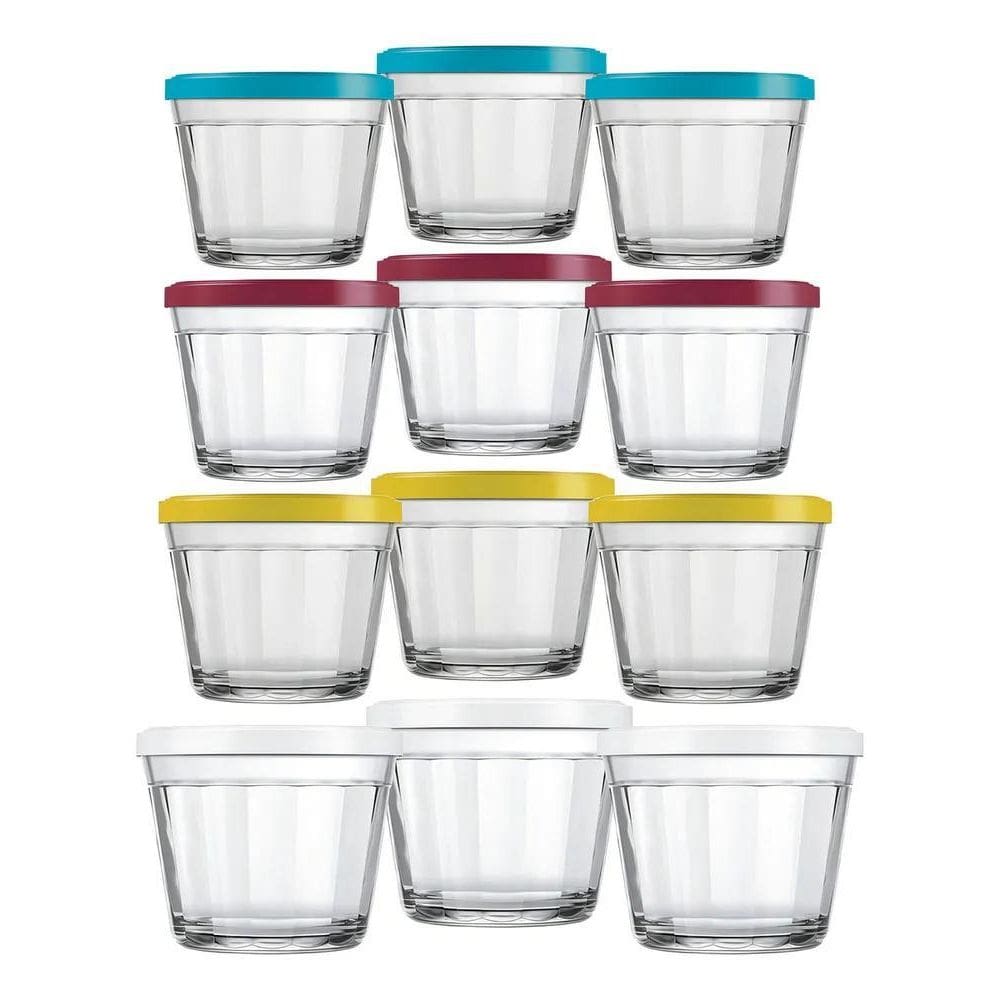 3X Kit 12 Tigelas De Vidro Potes Americano Congelar Tampa 15