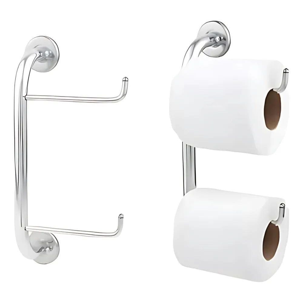 10X Porta Papel Higiênico Duplo Papeleira Dupla Fixação Met