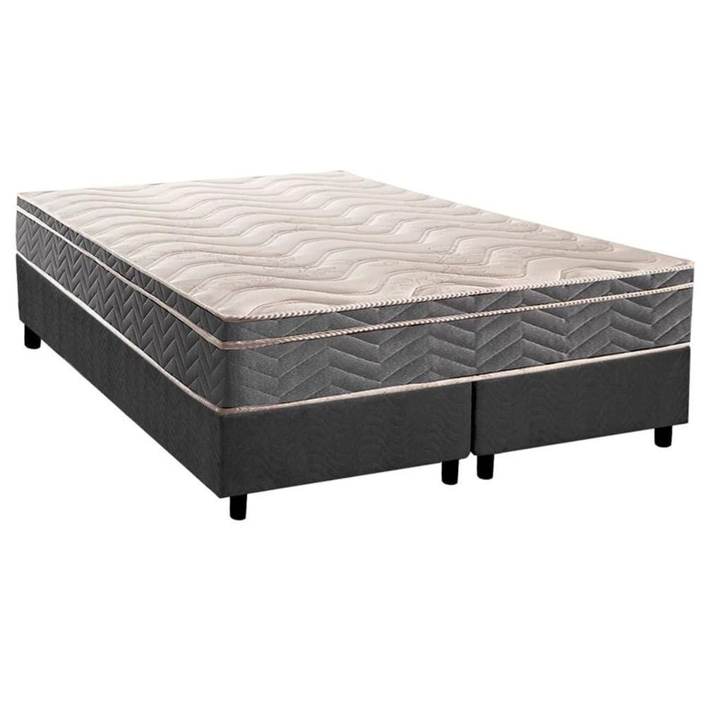 Cama Box Queen: Colchão Espuma D45 Paropas Anatômico Confort Mega Firme + Base CRC Suede Gray (158x198)