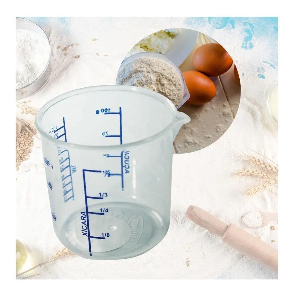 2X Mini Copo Dosador Medidor Marcado Prático Dose 100Ml Rece