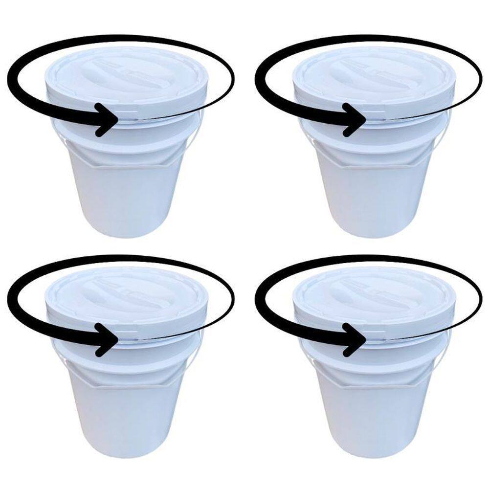 Balde Plástico 20L Tampa Rosqueavel Para Pates - Kit 4 Pçs