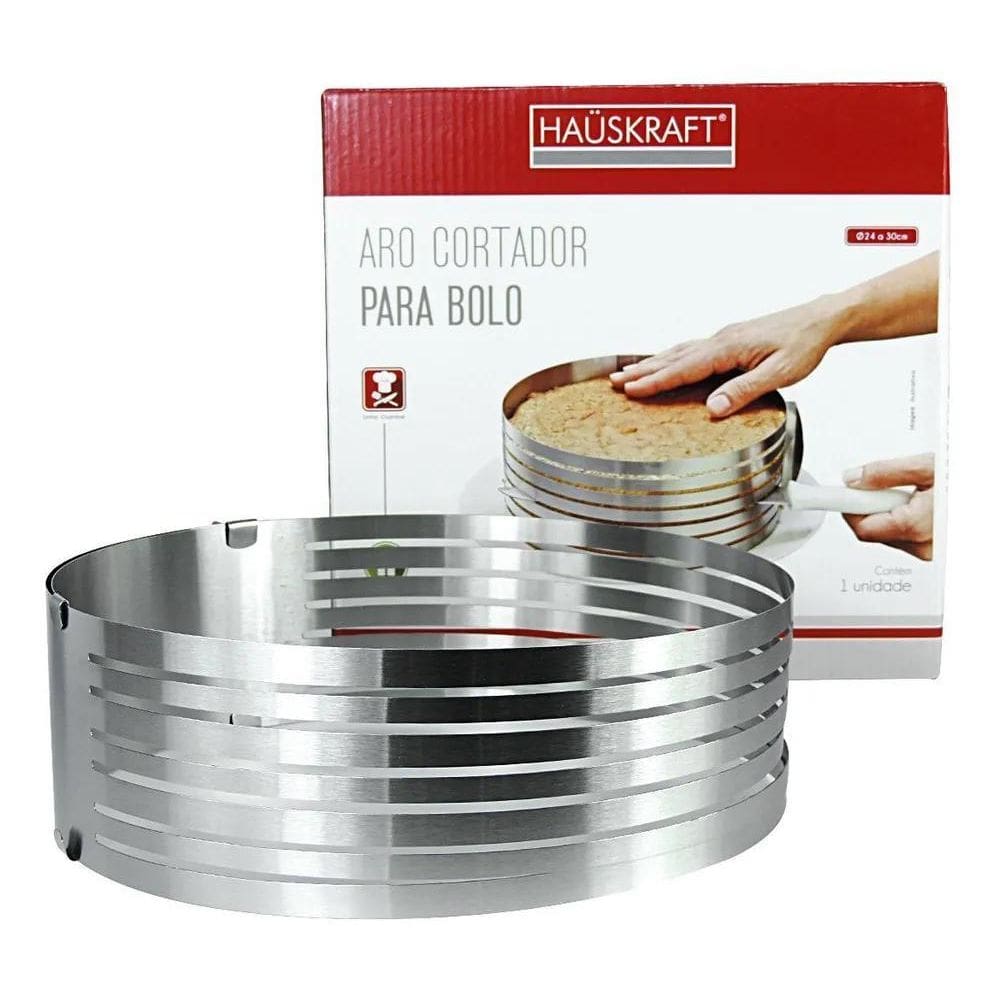 2X Aro Fatiador Cortador Para Bolo Ajustável Aço Inox Redond