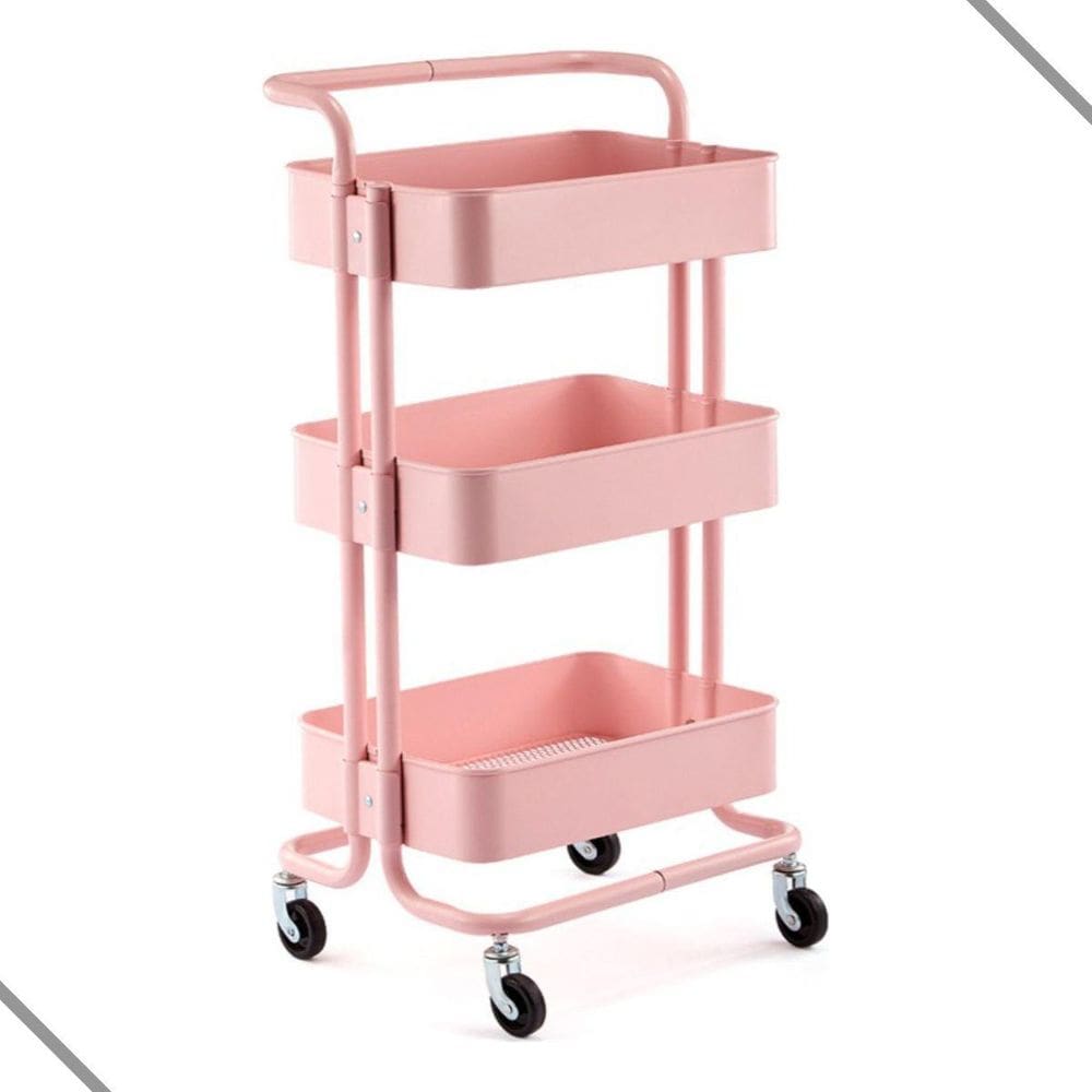 Carrinho Organizador Em Aço Multiuso Com 3 Prateleiras
