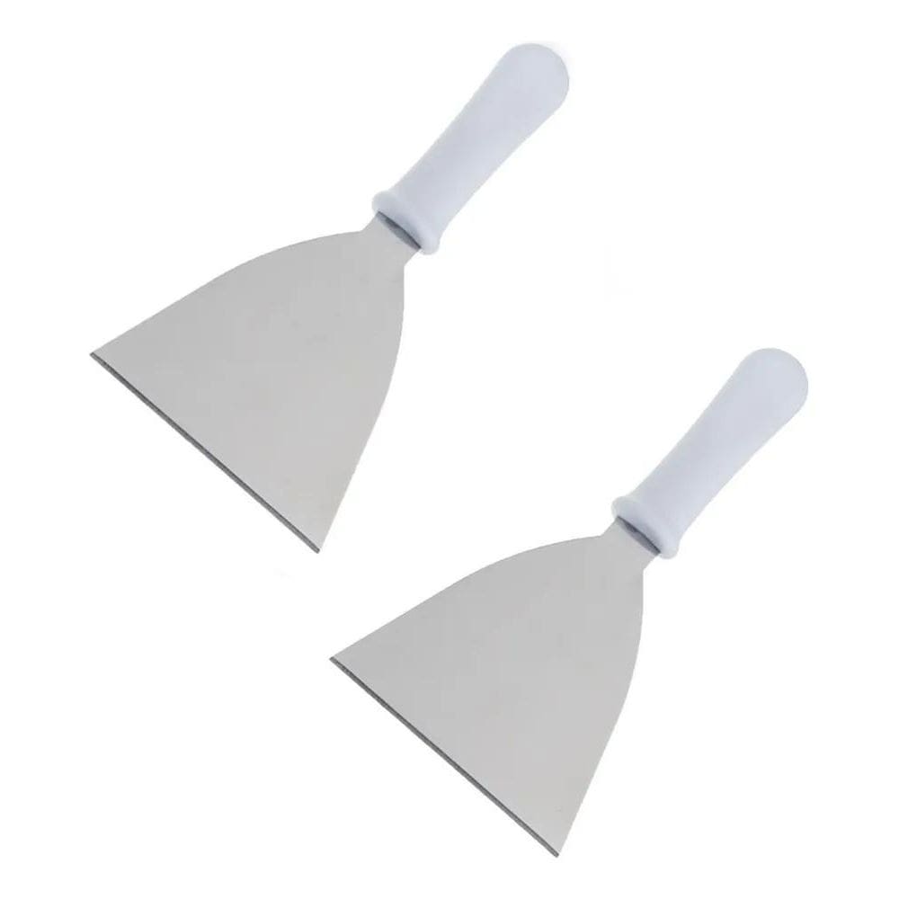 2X Kit 2 Espatula Reta 10Cm Chapeira Hambugueria Aco Inox Mf