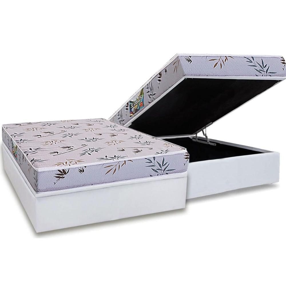 Conjunto Box Baú Queen: Colchão Espuma Herval D28 St. Louis + Base CRC Linhão White (158x198)
