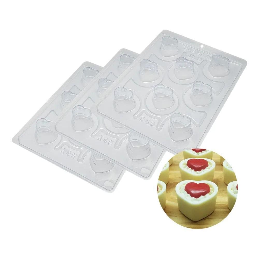 Kit 3 Formas Silicone Copinho Buffet Coração 240 Bwb
