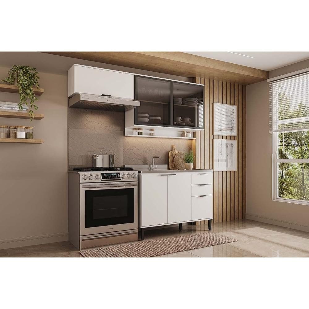Cozinha Completa Alpha 3 Peças (2Aéreos+1Balcão) C3P33 Branco - Carraro