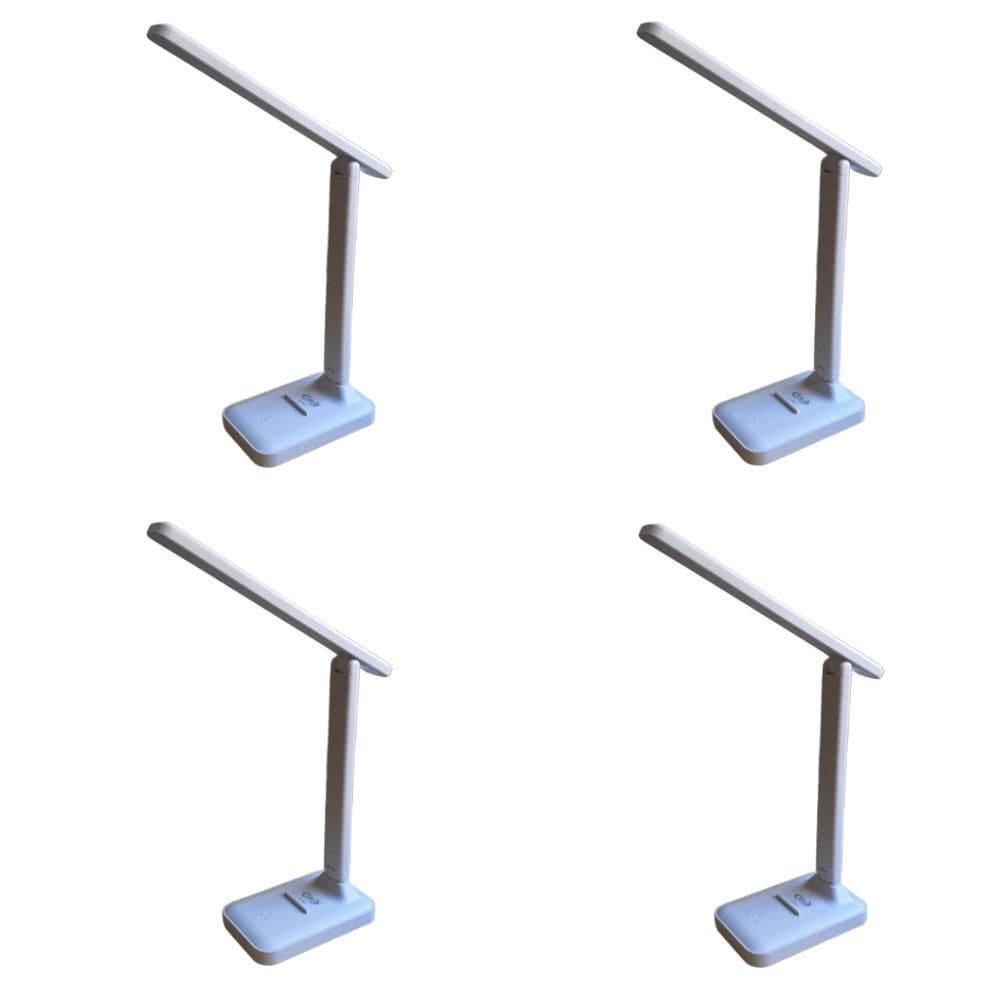4 Abajur Luminária De Mesa Articulável 12 Leds Recarregável