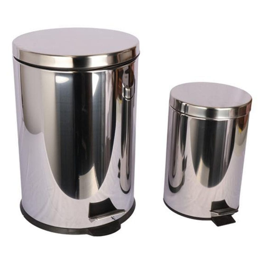 Kit 2 Lixeiras Cinza E Preta Inox 7 E 20 Litros Casablanca