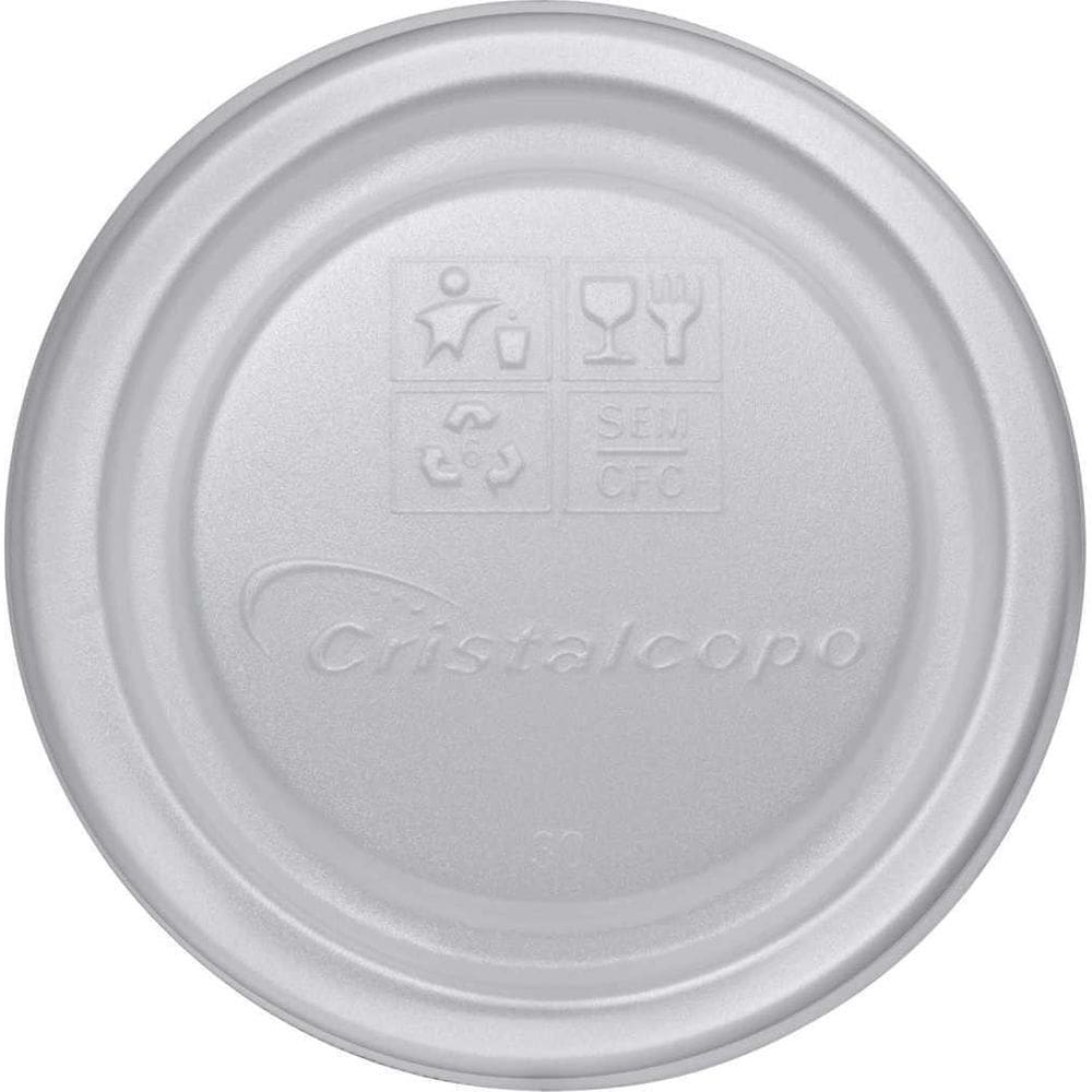 Tampa Eps Marmitex 750/1100Ml 50Un Branco Logo Cristalcopo