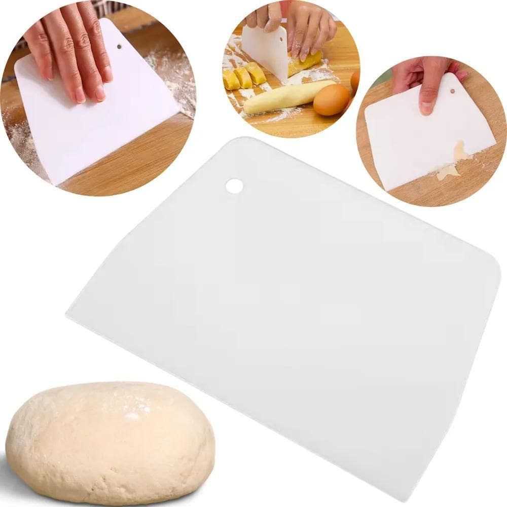 2X Espátula Plástica Branca Raspador Confeiteiro Ou Corte Ma