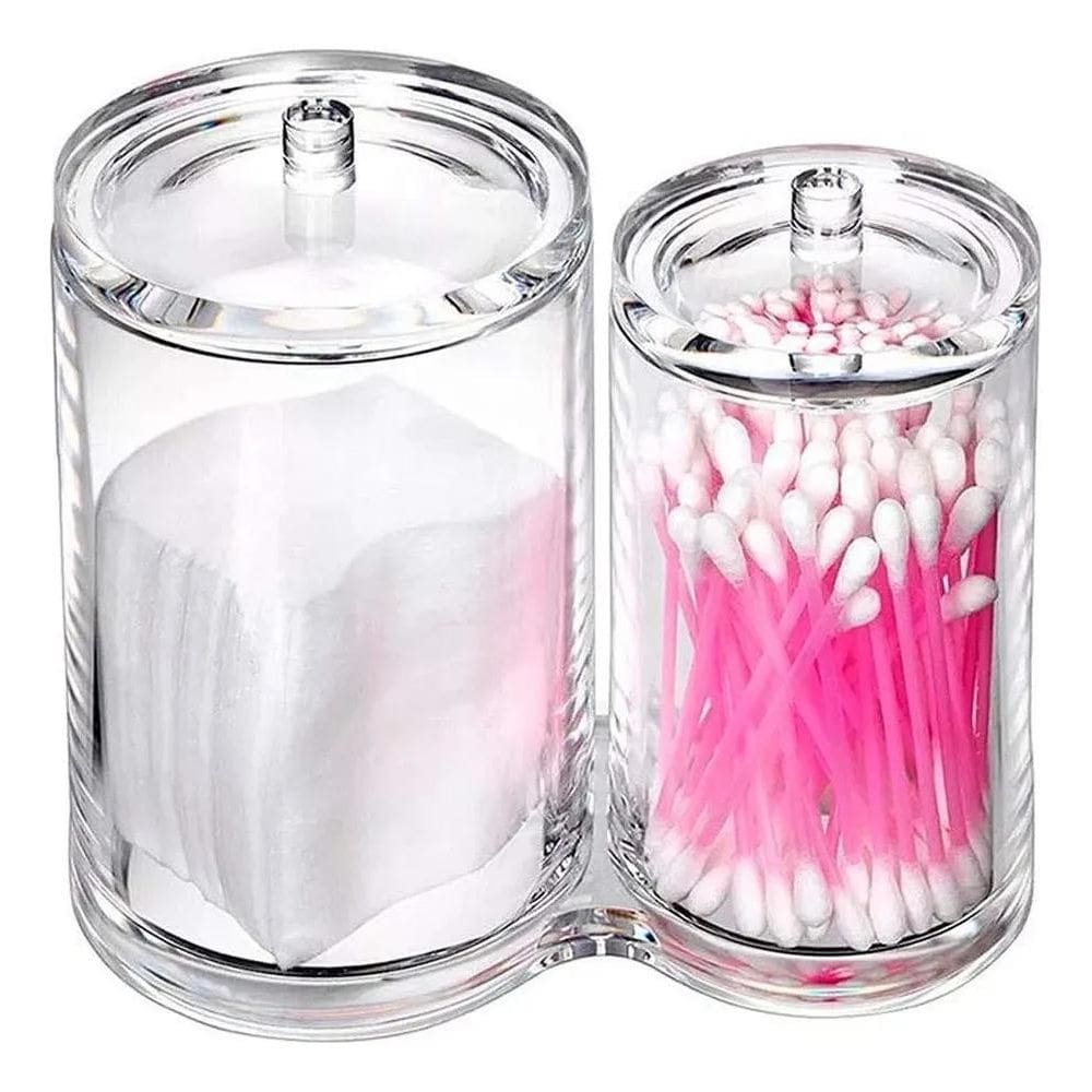 Porta Algodão E Cotonete Acrílico Multiuso Maquiagem Trecos