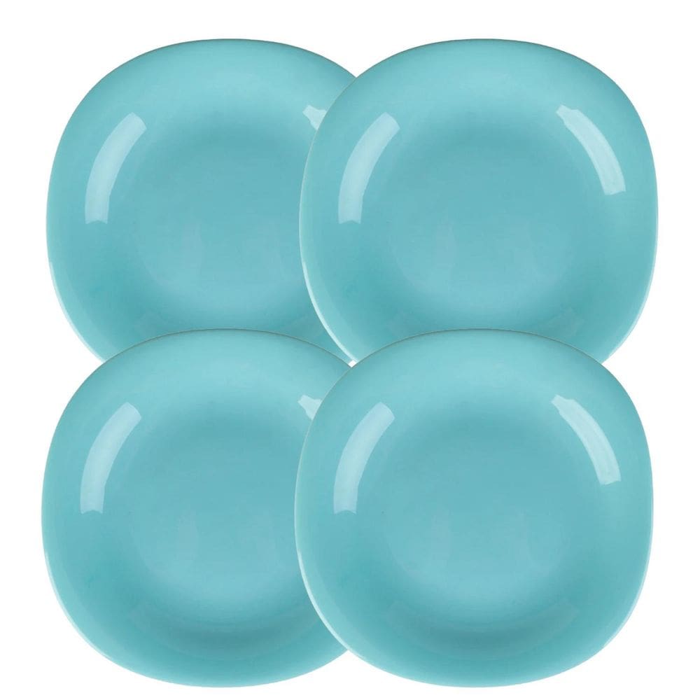 Jogo Pratos Sobremesa 21,5Cm 4 Pçs Dama Vidro Opalino Ciano