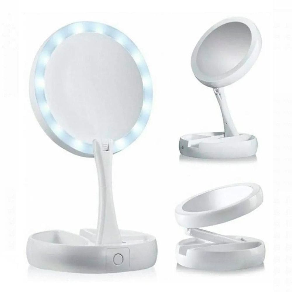 Espelho Dobrável Iluminado Led Articulado Perfeito Maquiagem