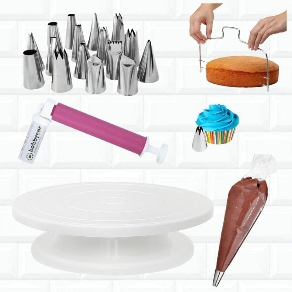 Kit Confeitaria Bailarina Pulverizador Cortador De Bolo Bico