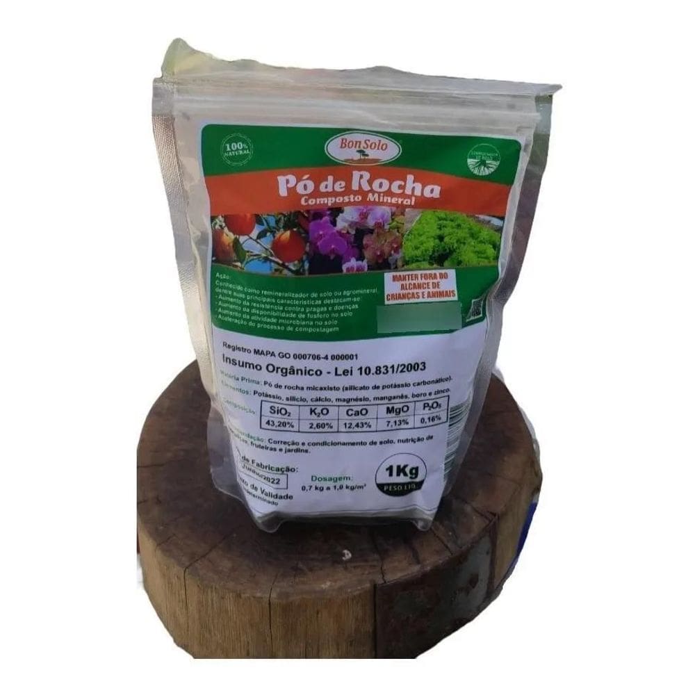 2X 1Kg Pó De Rocha Bon Solo Para Plantas