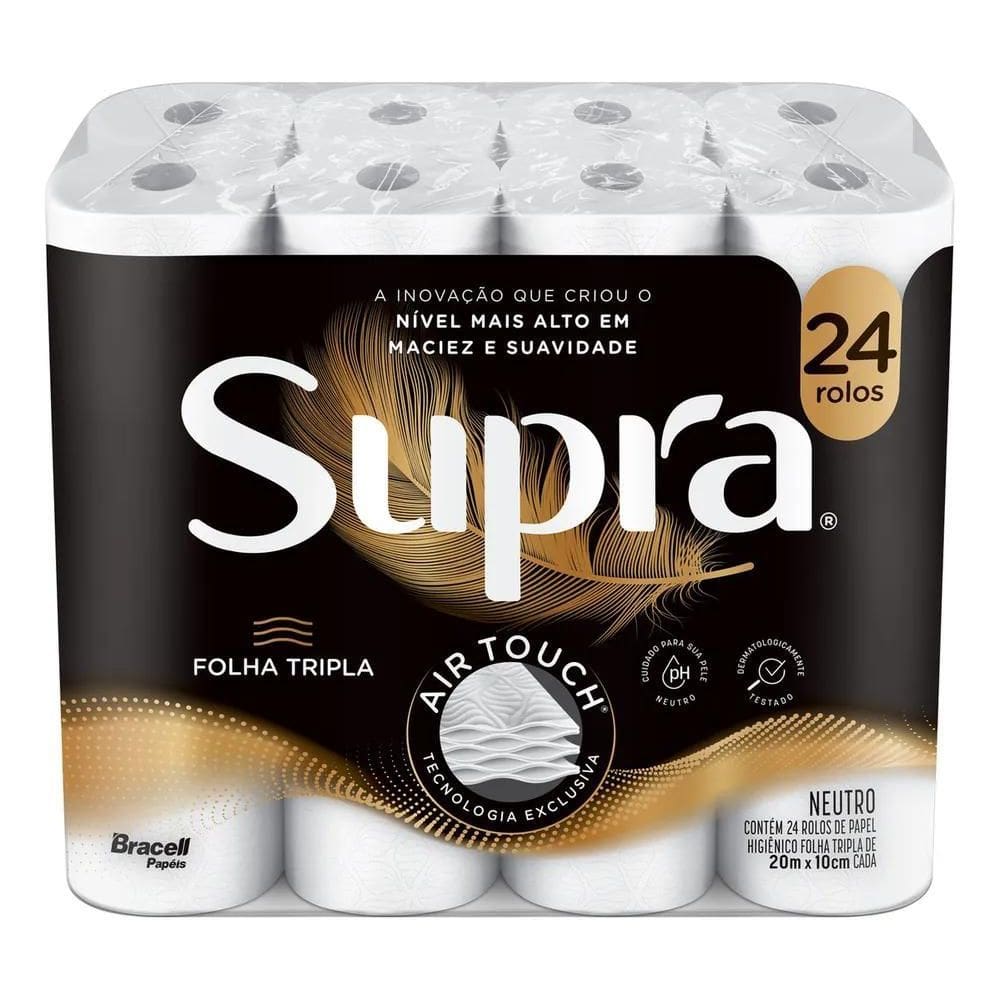 10X Supra Papel Higiênico Folha Tripla 24 Rolos