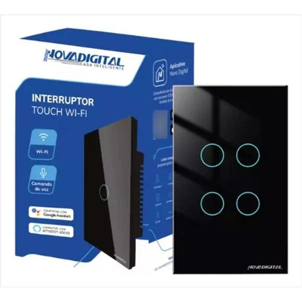 Interruptor Touch Inteligente 4 Botões Wifi Novadigital 4X2