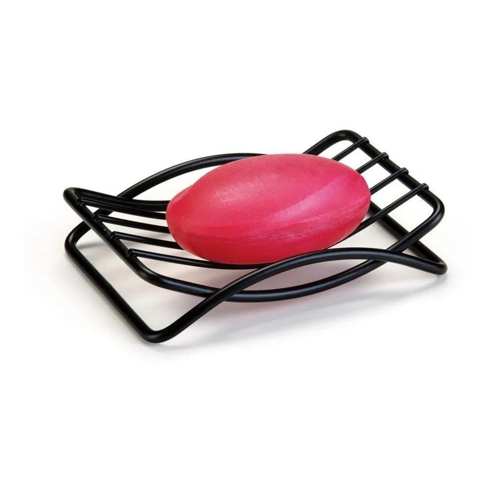 3X Saboneteira Banheiro Porta Sabonete Aço Inox Preto Arthi