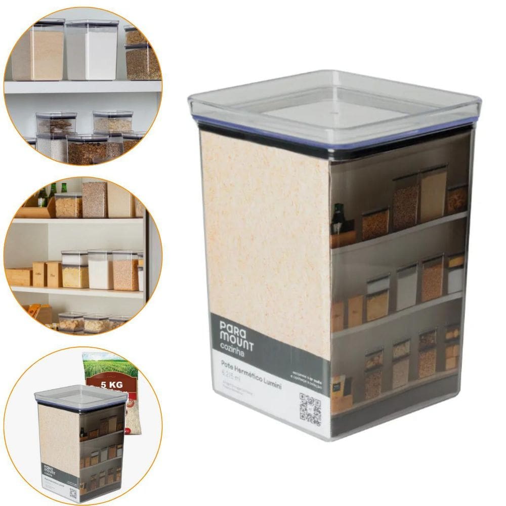 Pote Para Alimentos Hermético Lumini Grande 6215 Ml Bpa Free
