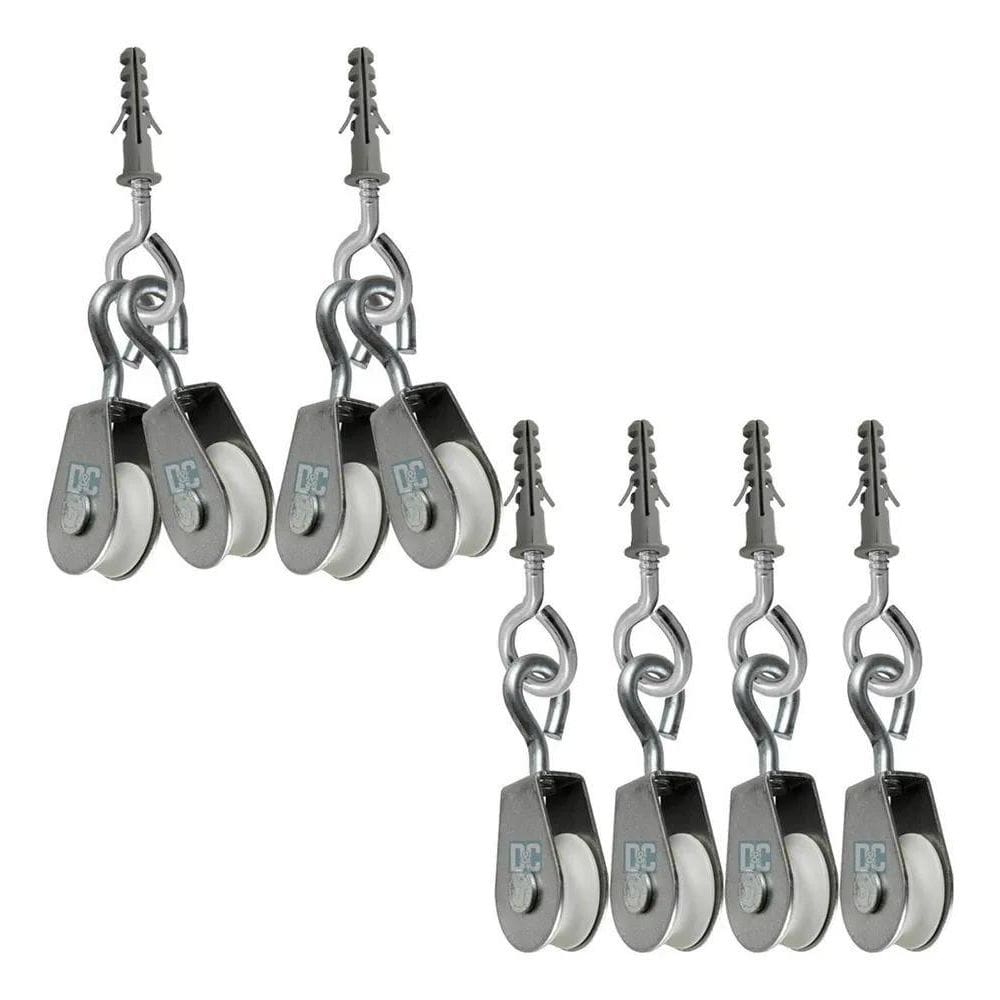 2X Jogo De Carretilhas Em Metal Para Reposição De Varal Teto