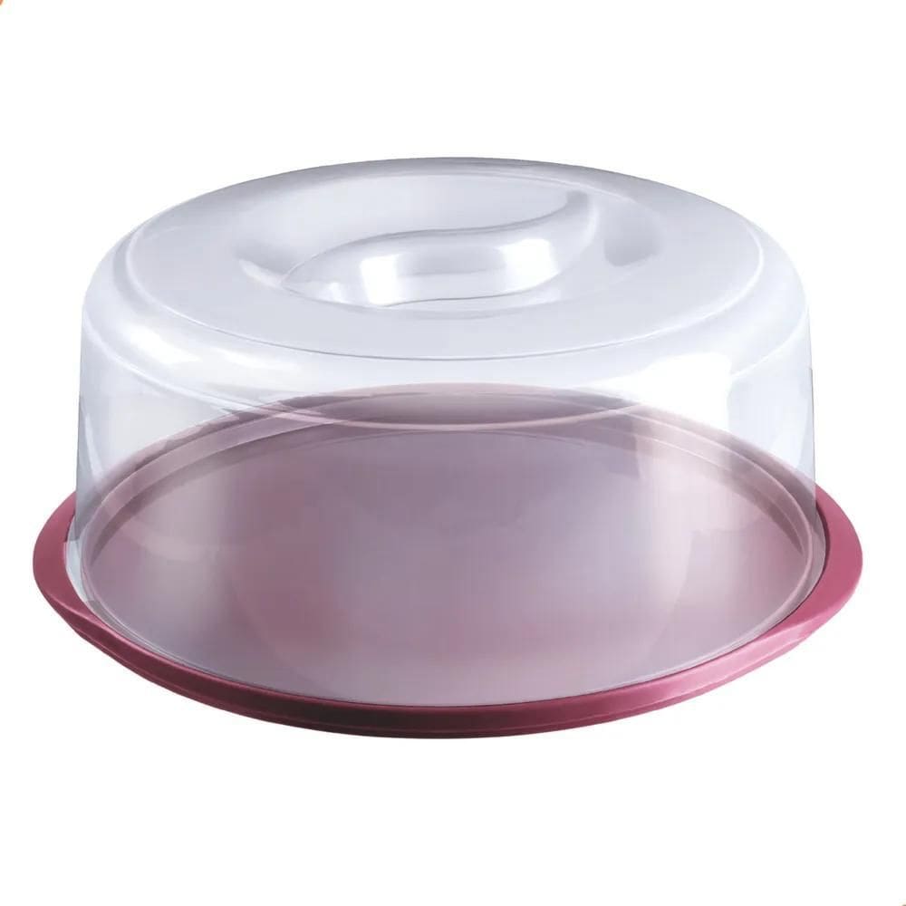 10X Boleira Com Tampa Plástico Trava Pudim Bolo Torta Porta