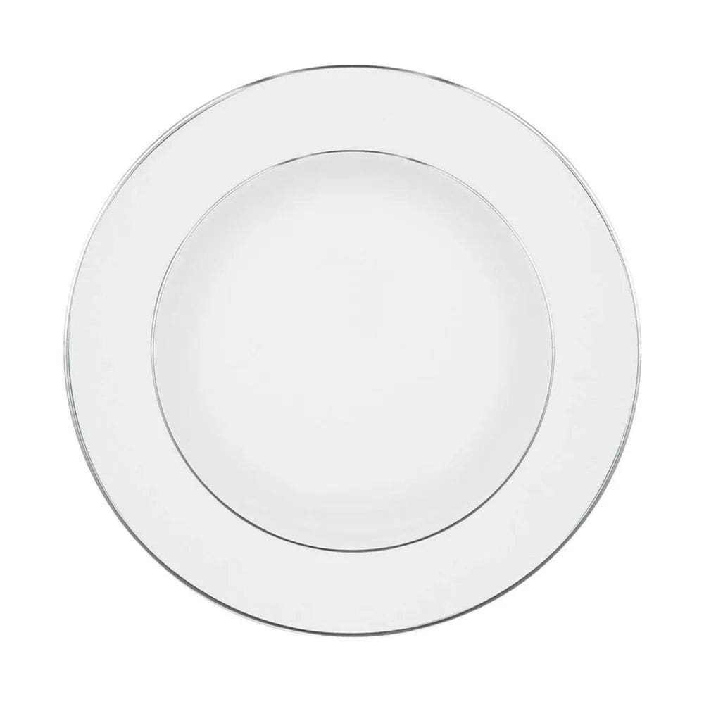 Prato De Sobremesa 22Cm Porcelana Luxo Borda Prata Diamond