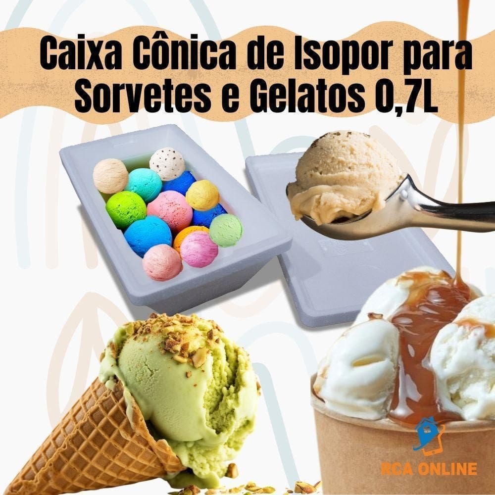 8 Caixas Cônicas De Isopor Eps 0,7 Litros Sorvetes Gelatos