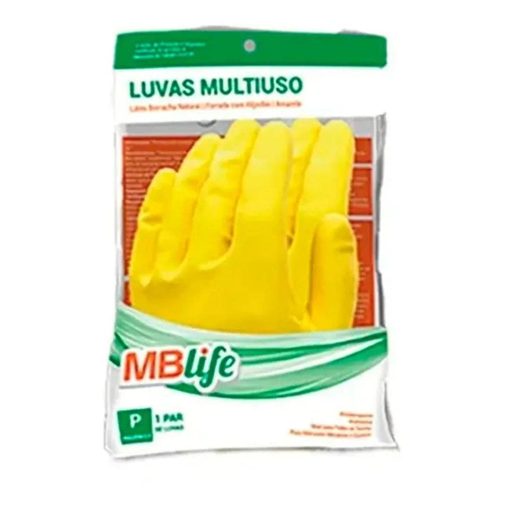 1 Par Luva Borracha Látex Amarela Multiuso Limpeza Jardim