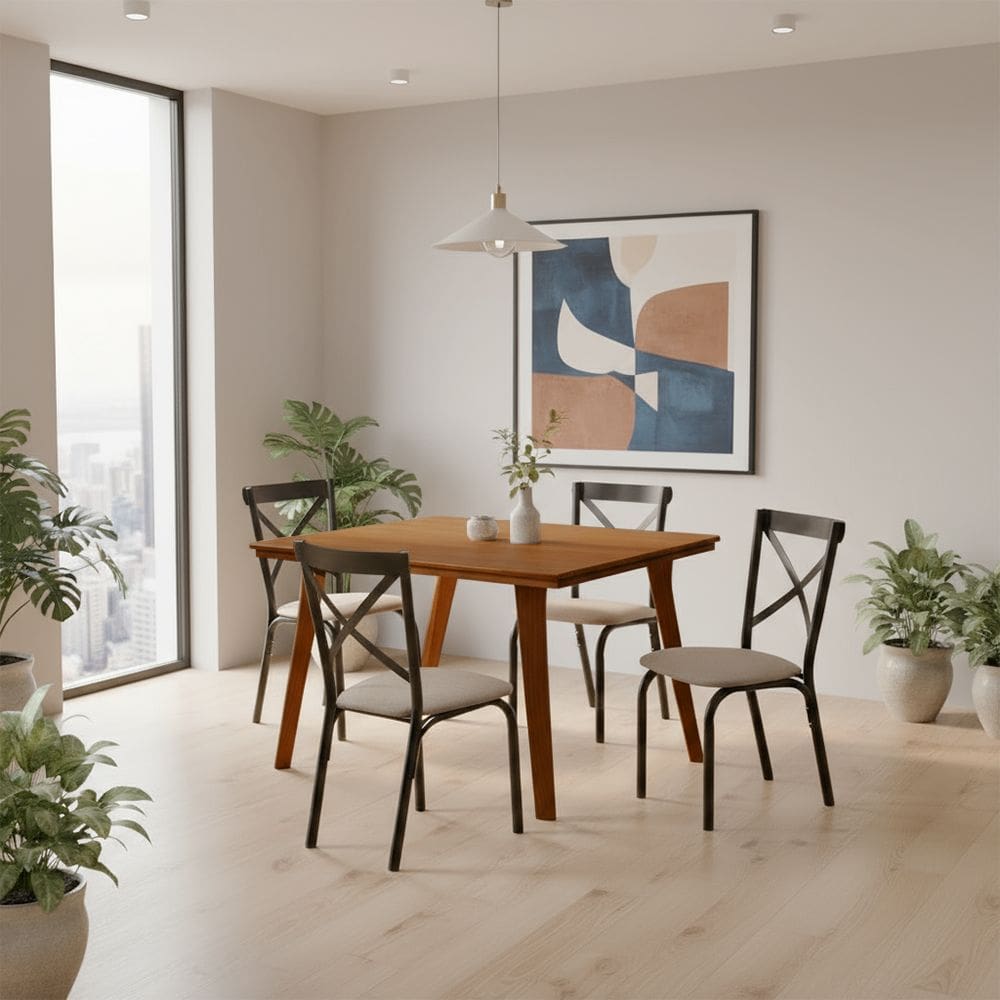 Mesa de Jantar em Madeira Maciça Millena 80x80 Robusta Castanho