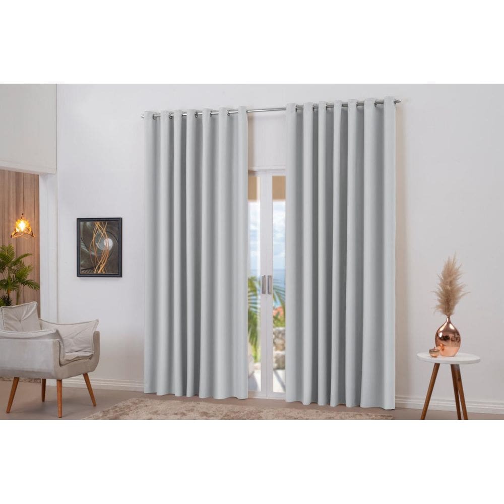 Cortina Para Sala E Quarto Oito Metros Franzida Gelo
