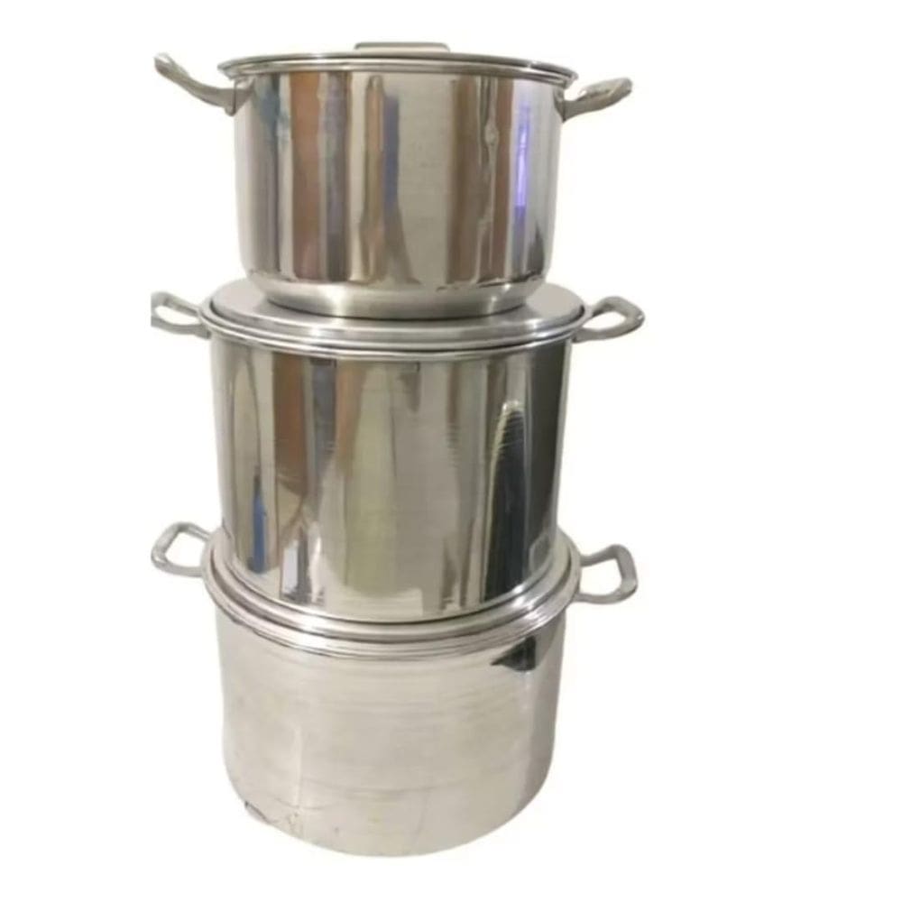 Jogo De Panela De Alumínio Grande Kit Feijoada Caldo 3Pç