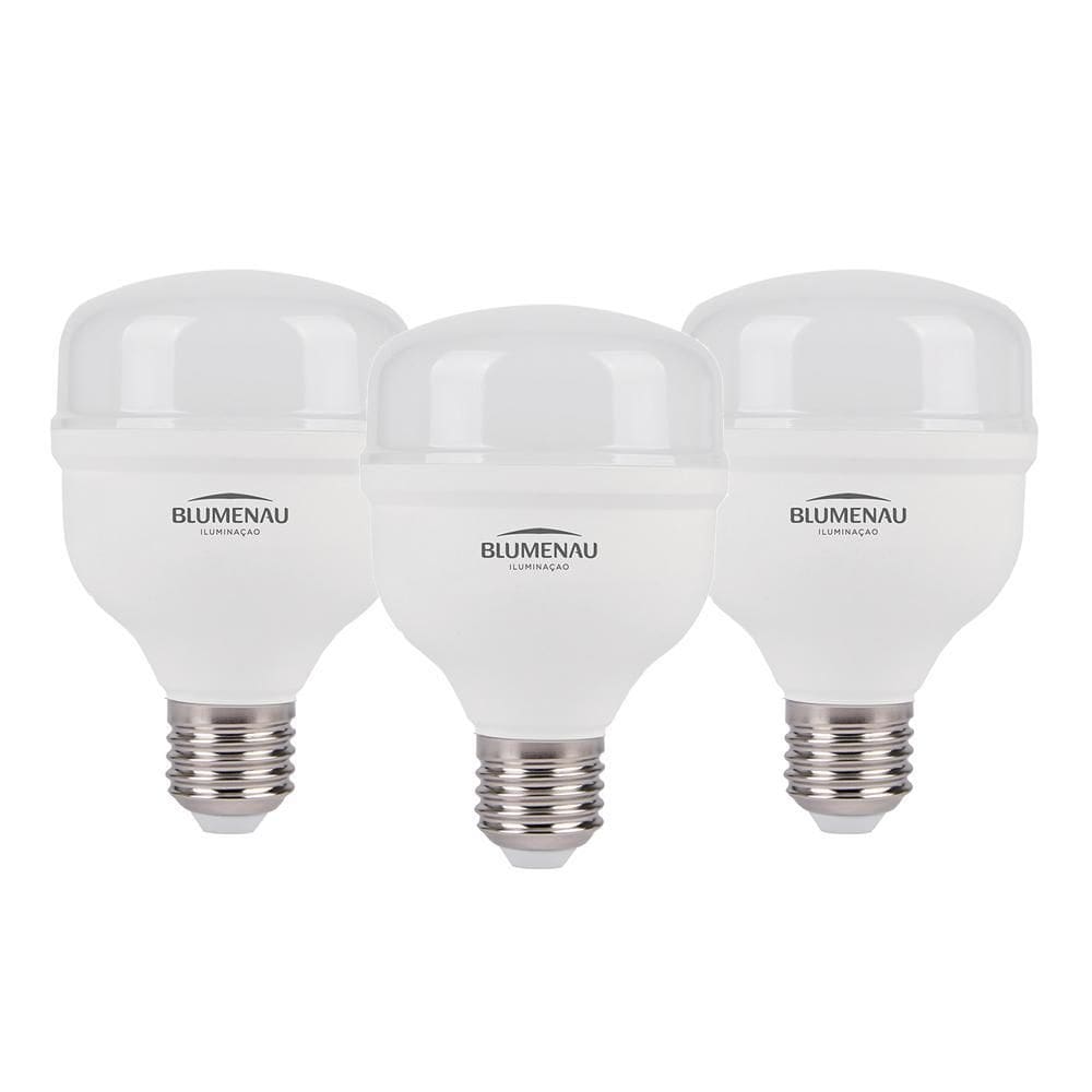 Kit 3 Lâmpadas High Led 40W Bivolt E27 6500K Luz Branca Blum