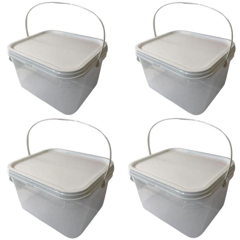 Balde Retangular Transparente Para Sorvete-Kit 4 Pçs