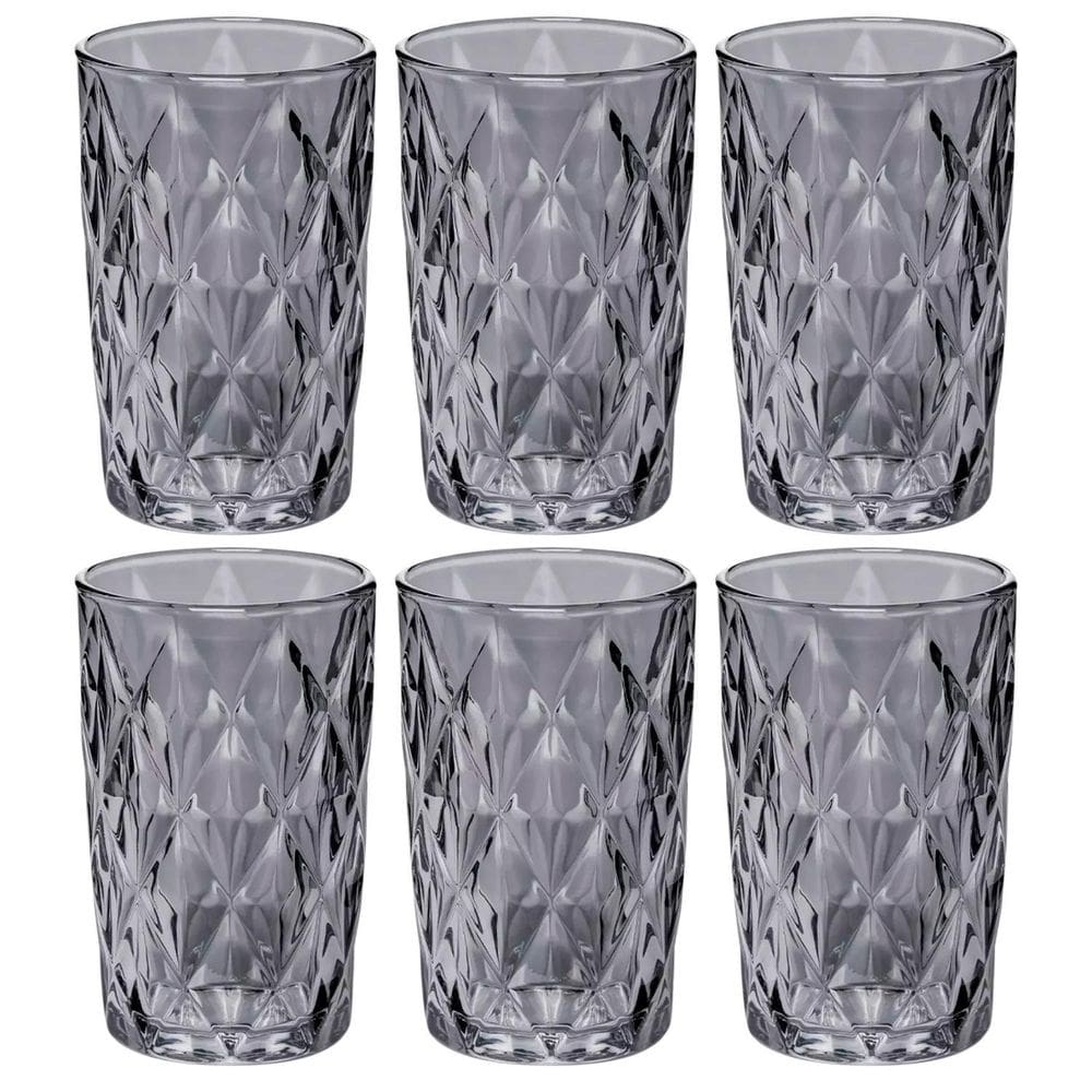 Conjunto Jogo 6 Copos Vidro Diamond Alto Grande 390Ml Linha