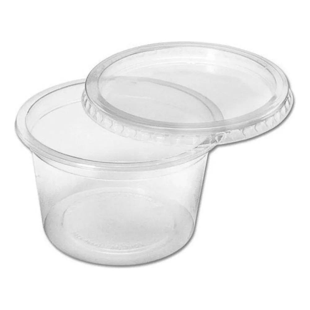 10X 100 Pote Plástico Potinho Redondo Descartavel Com Tampa