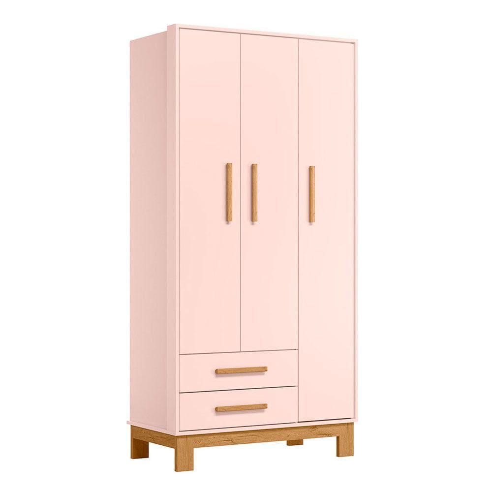 Guarda Roupa Infantil Q Encanto 3 Portas 2 Gavetas Qmovi Rosa