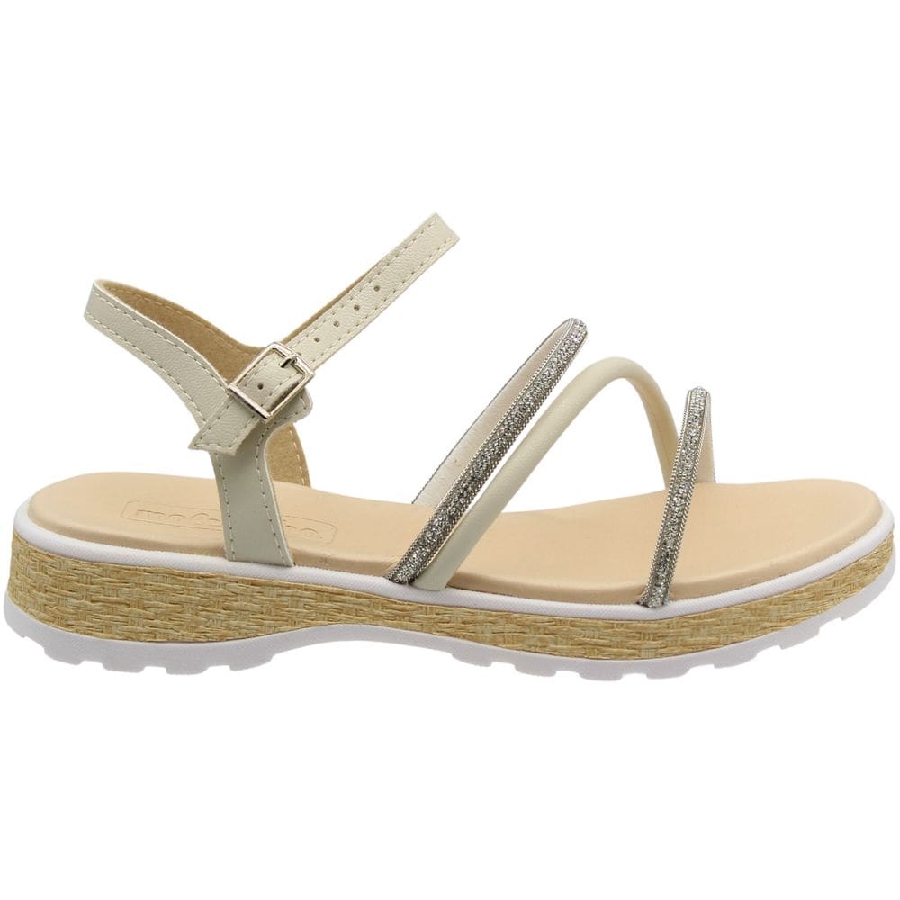 Sandália Salto Baixo Juvenil Molekinha Tiras Strass Menina