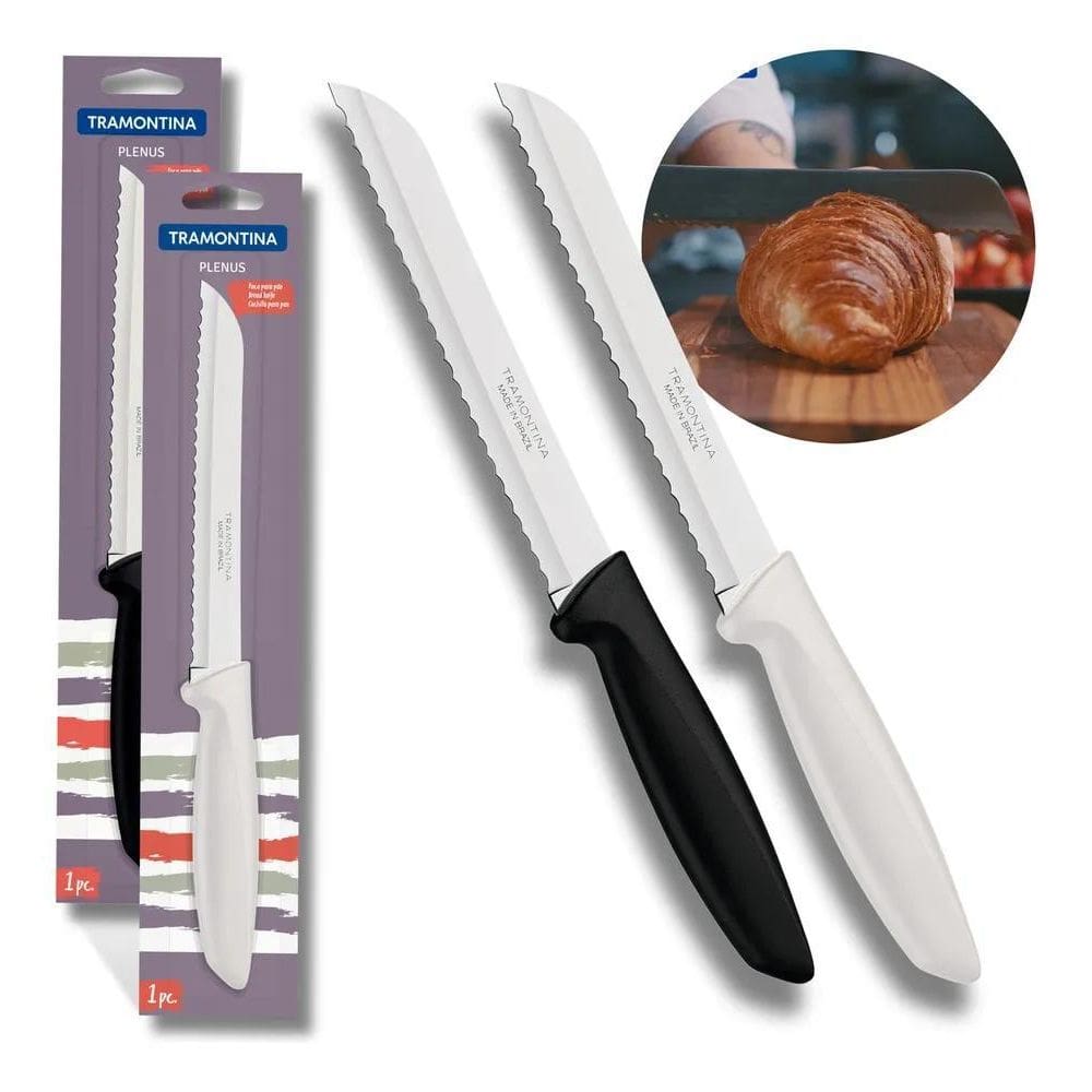 10X Faca Serrilhada Para Pão E Bolo Aço Inox C Serra Tramon